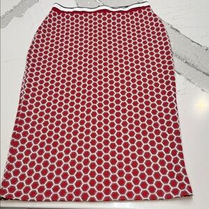 H&M GP&Baker Elegant Red and White Honeycomb Pencil Skirt